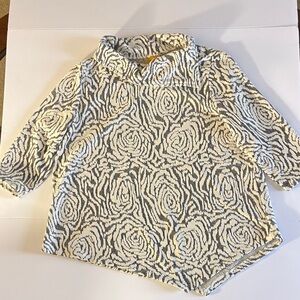 Ruby Rd. Cream & Gray Rose-Pattern Knit Sweater Top